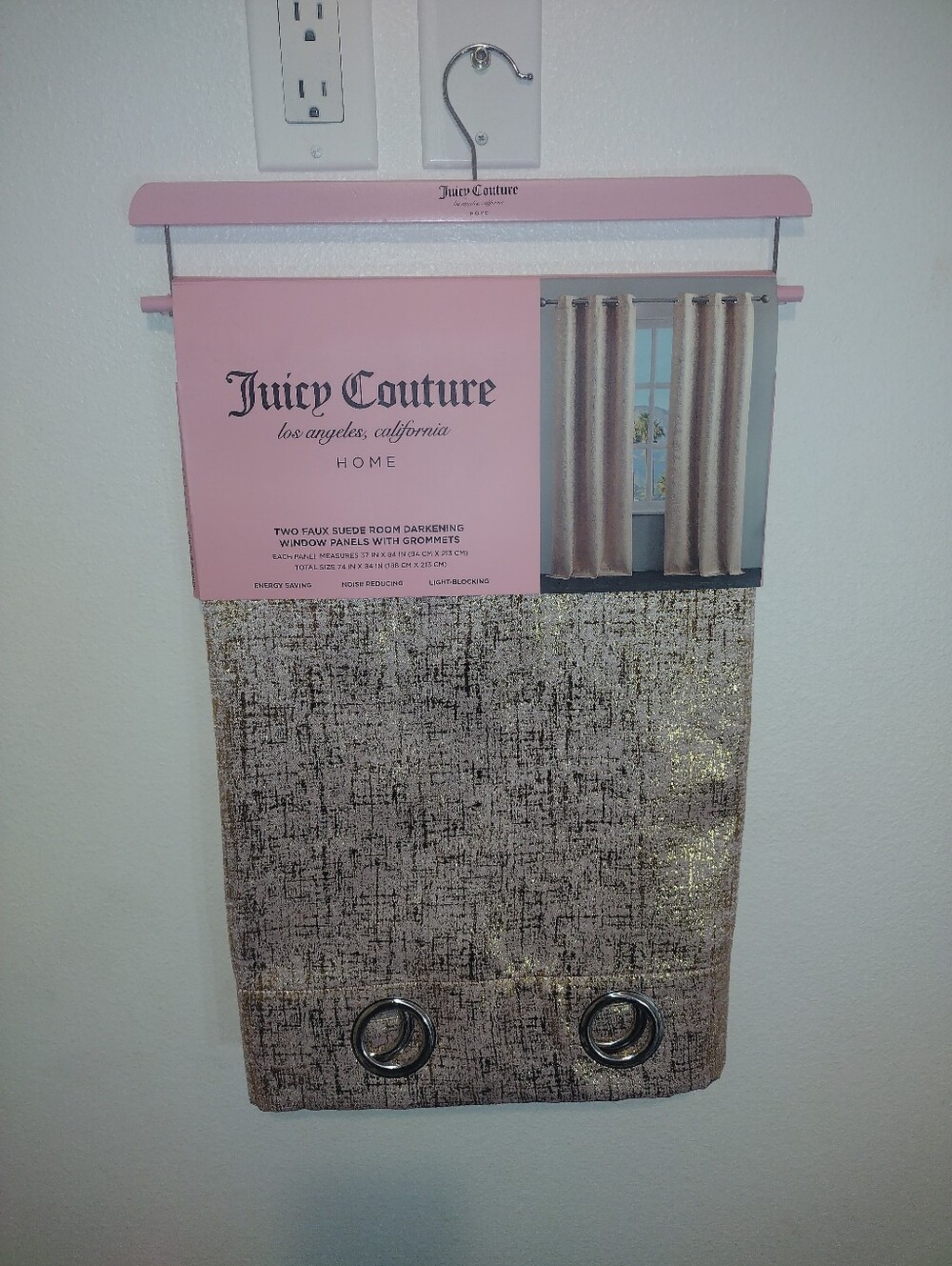 JUICY COUTURE WINDOW CURTAIN JUICY COUTURE FAUX SUEDE GOLD WINDOW PANELS